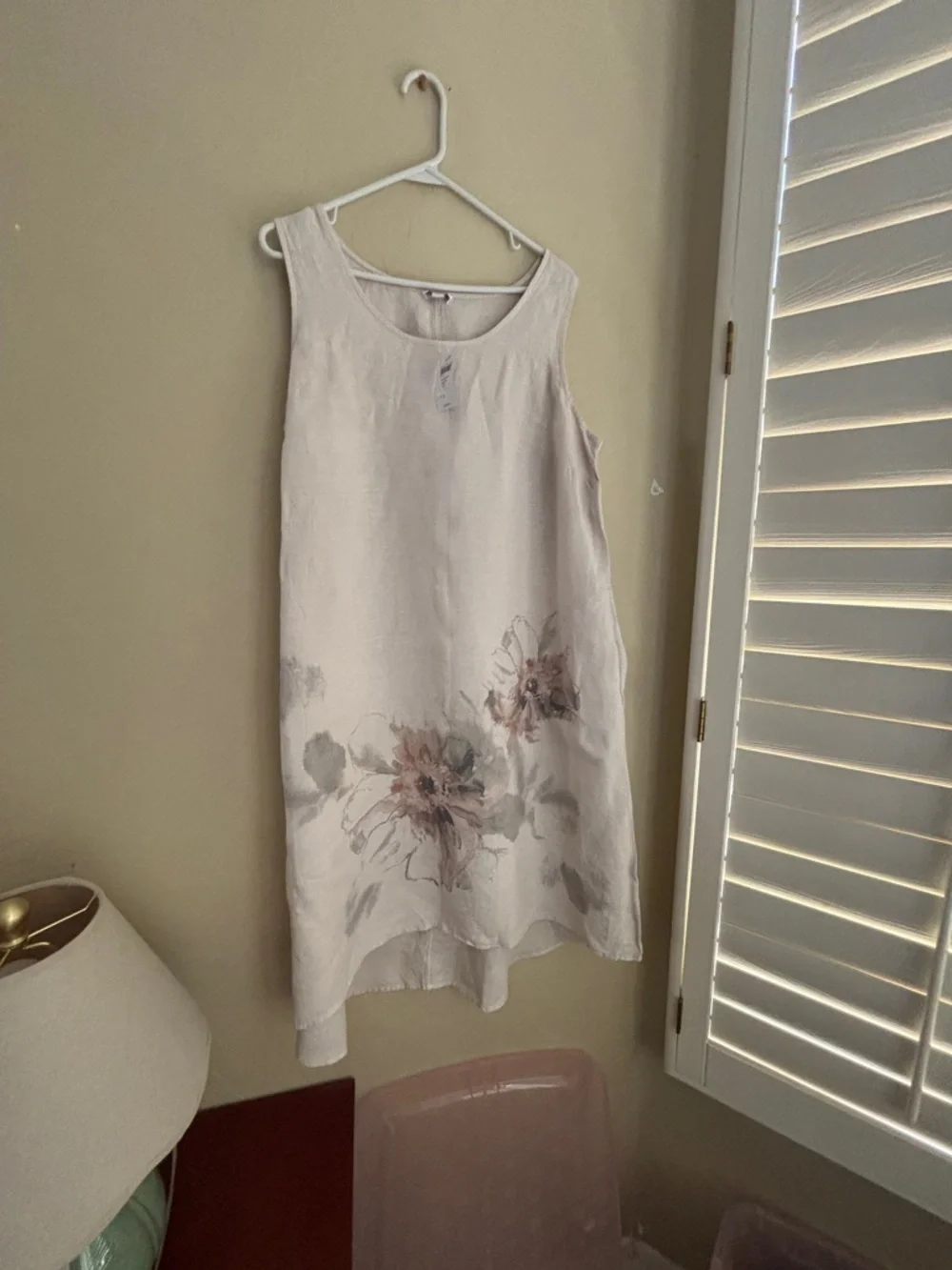 J. Jill Linen Scoop-Neck Floral Sleeveless Top in Natural Beige Women’s XLP NEW - Picture 1 of 11